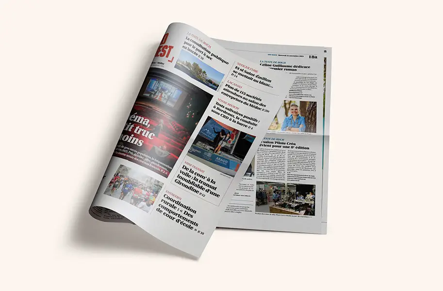 Journal Sud-Ouest annonçant la dédicace du roman Merde ! J’ai oublié les fleurs de Céline Guillaume à la Librairie Victor Hugo de La Teste-de-Buch